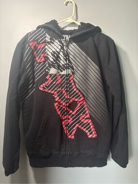 Fox racing Sherpa lined zip up Y2K hoodie